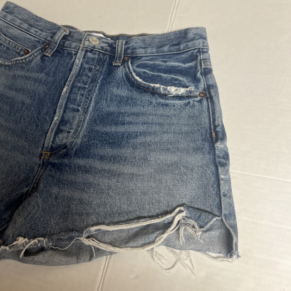 Agolde Women's Dee Vintage High Rise Denim Short Distressed Size 27 100% Cotton - Picture 3 of 11
